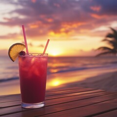 Romantic Sunset with Beach Cocktails