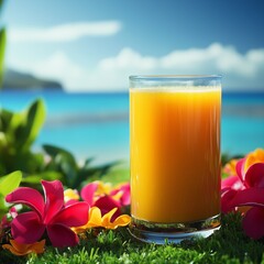 Tropical beach freshly squeezed juice