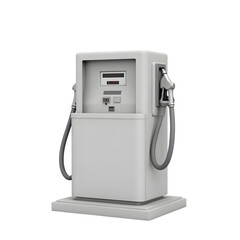 Minimalist white gas pump illustration in studio shot on transparent background