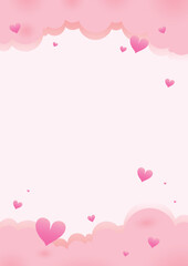 Elegant pastel heart frame background with soft gradient and subtle shadows, vector illustration
