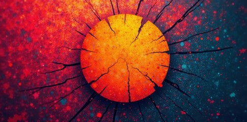 Cracked halftone circles, gritty urban aesthetic, grunge, worn