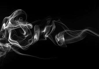 White smoke abstract on black background, fire design