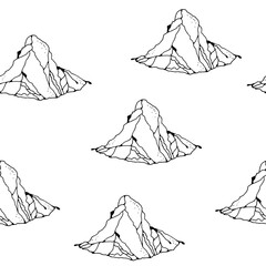 Mountain vector seamless illustration, hand drawn rocks