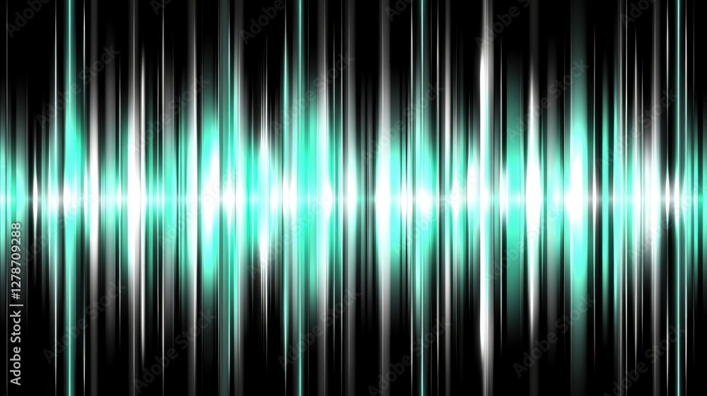 Poster glowing aquamarine gradient transitioning light waves in a stunning color spectrum against a dark ba
