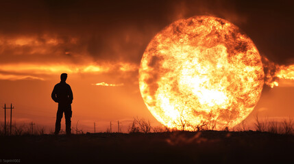 Fototapeta premium The Watcher of Flames at Sunrise