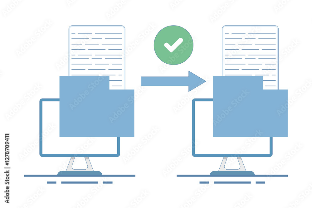 Poster file sharing or file transfer concept. data transfer, open folder icon, folder contains documents, d
