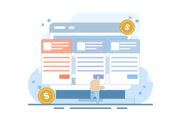 Concept of Selling online subscriptions, Selling products and services with subscription packages, Earn money online. Sell packages to increase revenue with website maintenance packages for clients.