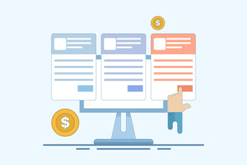 Concept of Selling online subscriptions, Selling products and services with subscription packages, Earn money online. Sell packages to increase revenue with website maintenance packages for clients.