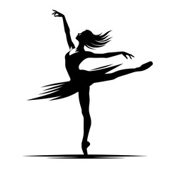 Graceful ballerina performing arabesque silhouette