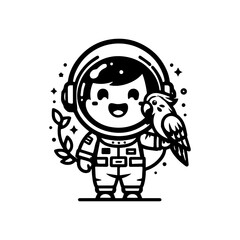 astronaut and parrot logo design
