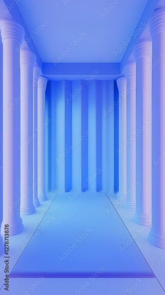 Aufkleber 3d render blue classical columns abstract background