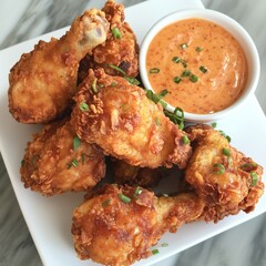 The temptation of golden crispy fried chicken
