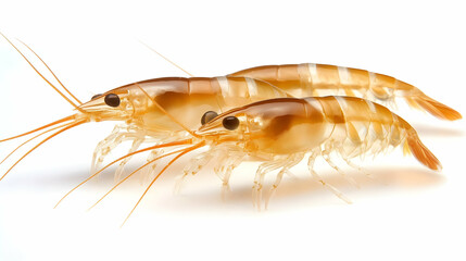 Closeup of Two Translucent Shrimps