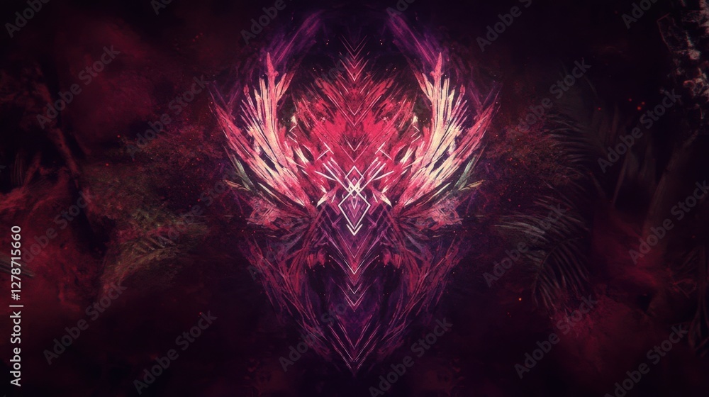 Poster glowing representation of ascending arrows in a dreamlike stream of colors and patterns