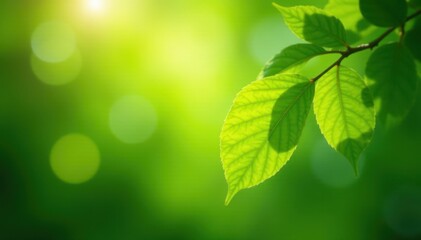Intense green, out-of-focus natural backdrop, sunlit leaves, background, olive