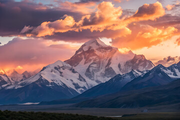 Fototapeta premium Sunrise Over Majestic Mountains With Vast Cloudscape Over the Mountains