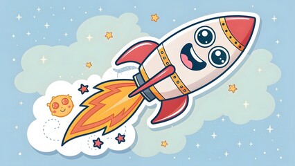 Funny rocket blasting off with fire smoke car