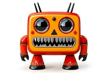 Cute Red Robot 3D Illustration