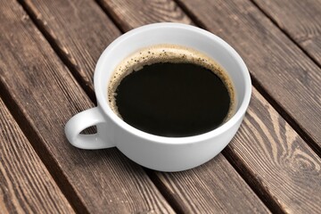 cup of tasty hot americano coffee for breakfast