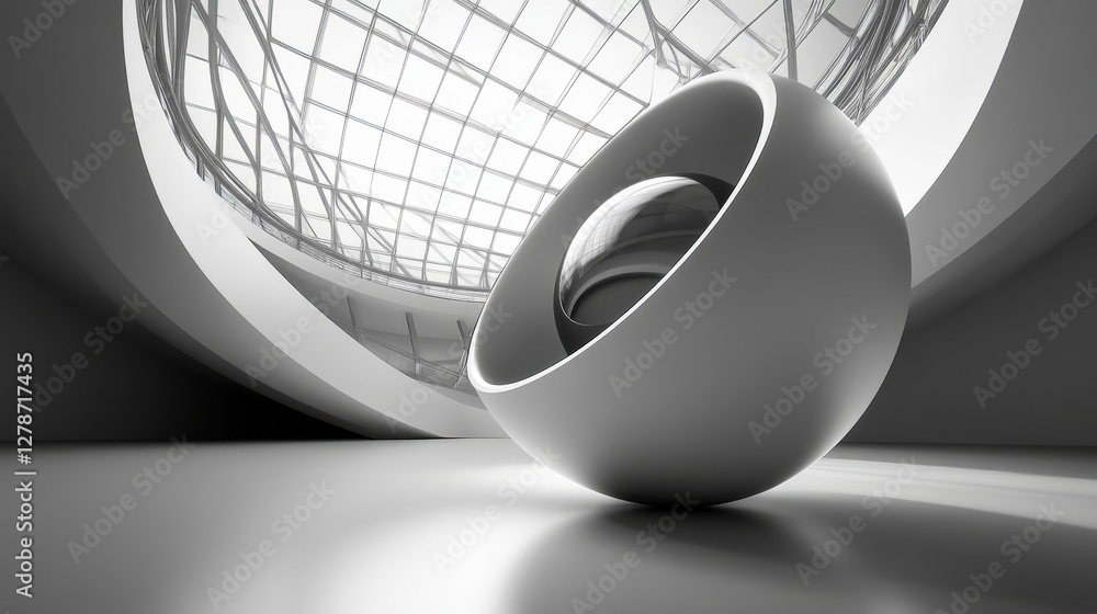 Poster abstract gray canvas with swirling shapes and layered elements in a contemporary artistic style