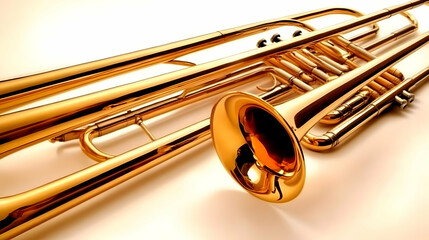 Naklejka premium Golden Trumpet Closeup Illustration