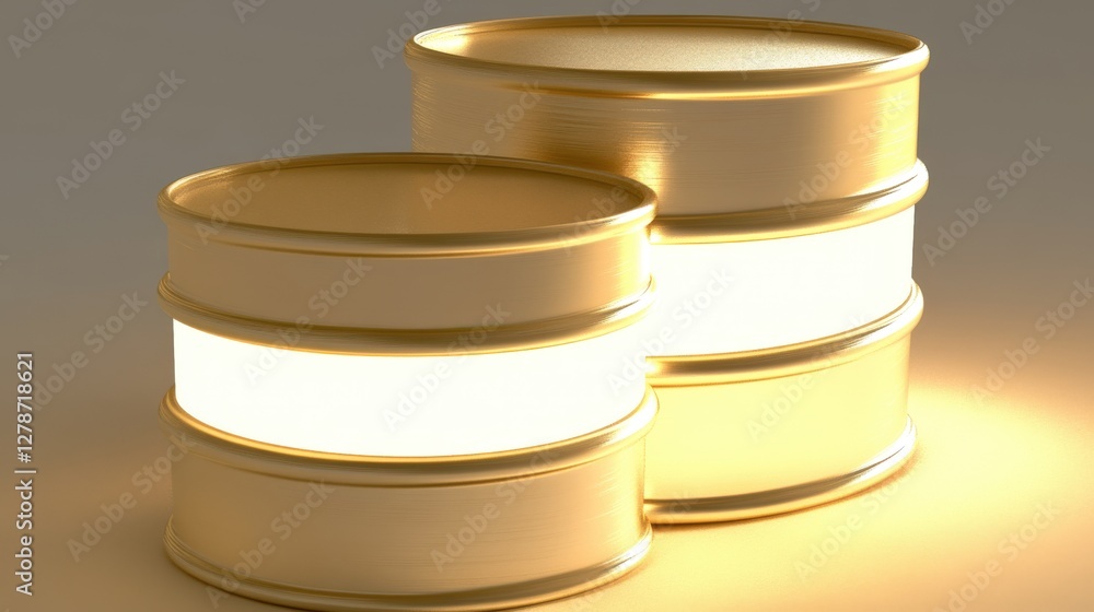 Poster luminous gold database icons with radiant glowing elements for transactional illustrations