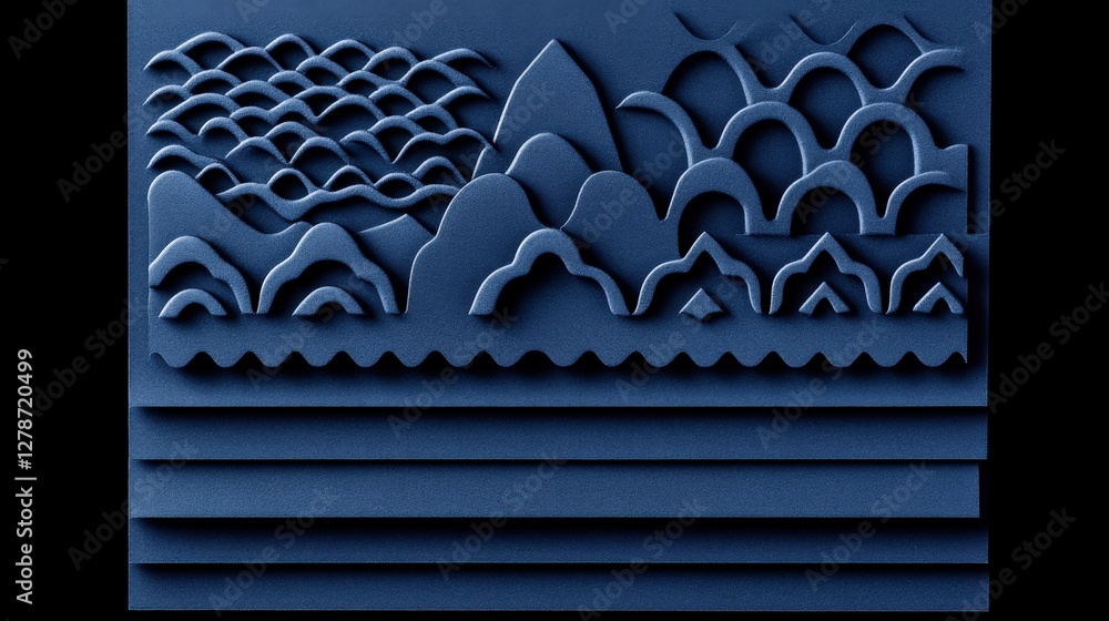 Poster matte navy blue surface with faint horizontal bands and textured patterns for elegant background des