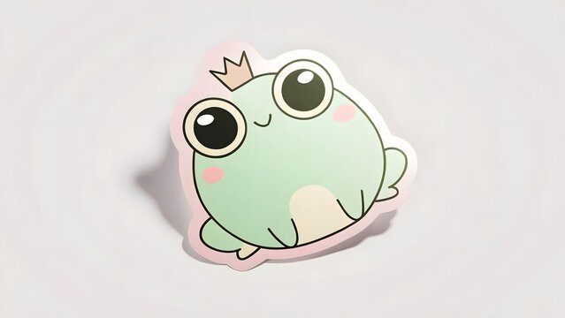 Cute pastel frog with big eyes tiny crown kaw