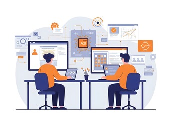 AI Developers Collaborating on Software Project