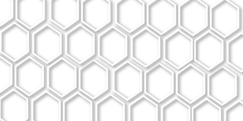 Fototapeta premium Abstract modern hexagonal effect for line geometric technology 3d white bright hexagon polygonal honeycomb luxury pattern vector white background. 