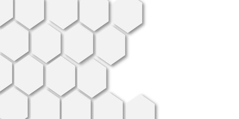 Abstract modern hexagonal effect for line geometric technology 3d white bright hexagon polygonal honeycomb luxury pattern vector white background.	