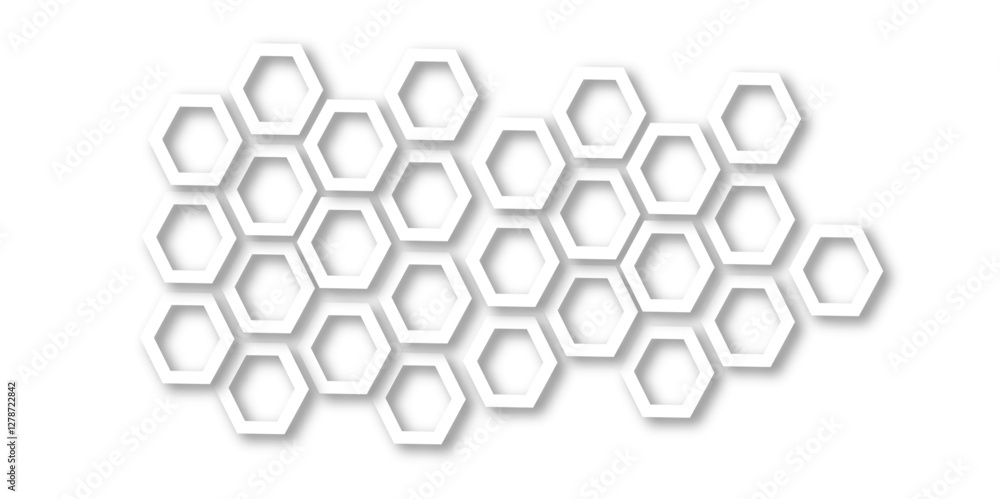 Aufkleber abstract modern hexagonal effect for line geometric technology 3d white bright hexagon polygonal hon