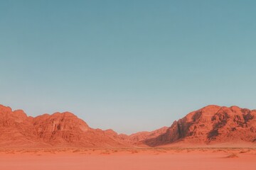 Fototapeta premium Vibrant desert landscape features striking red mountains under c