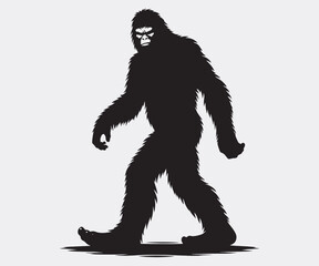 Fototapeta premium Bigfoot Silhouette, Bigfoot Illustration and Vector, Sasquatch Silhouette