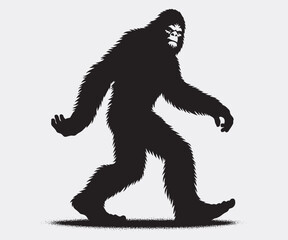Bigfoot Silhouette, Bigfoot Illustration and Vector, Sasquatch Silhouette