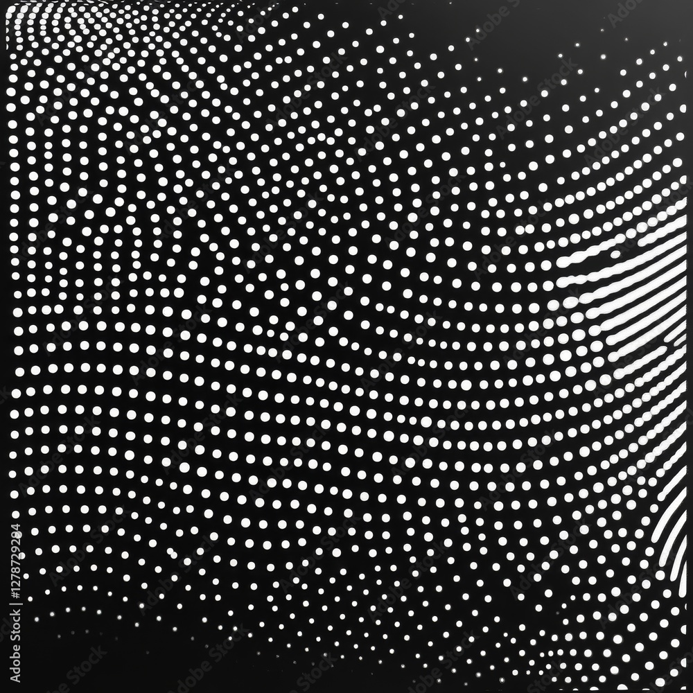 Aufkleber abstract dotted pattern on black: waves of circular highlights create a contemporary backdrop