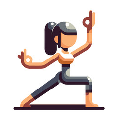 Minimal vector UI illustration girl doing yoga pose fitness Virabhadrasana II