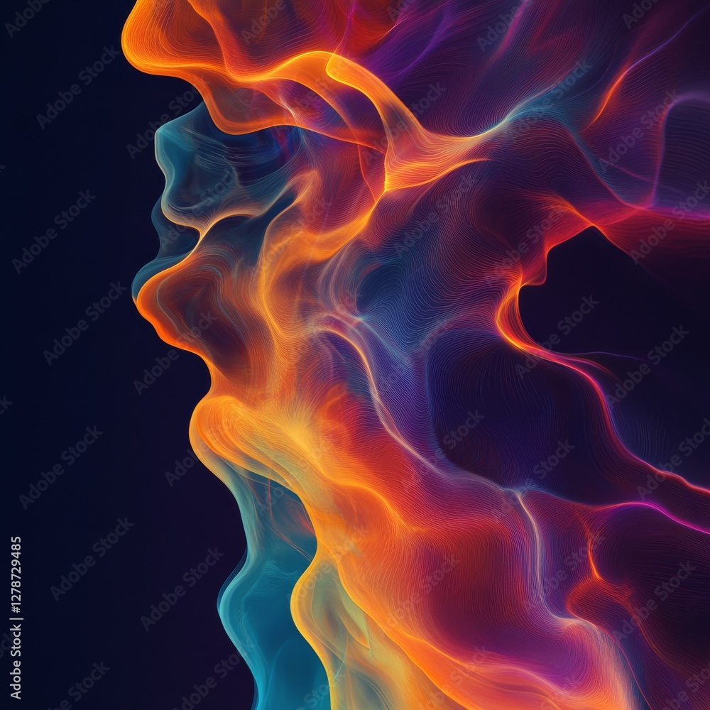 Fototapete abstract flow: dynamic lines and vibrant colors creating an energetic wave on a dark background