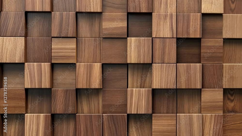 Poster wood block pattern showcasing intricate textures and varying shades in a contemporary design setting