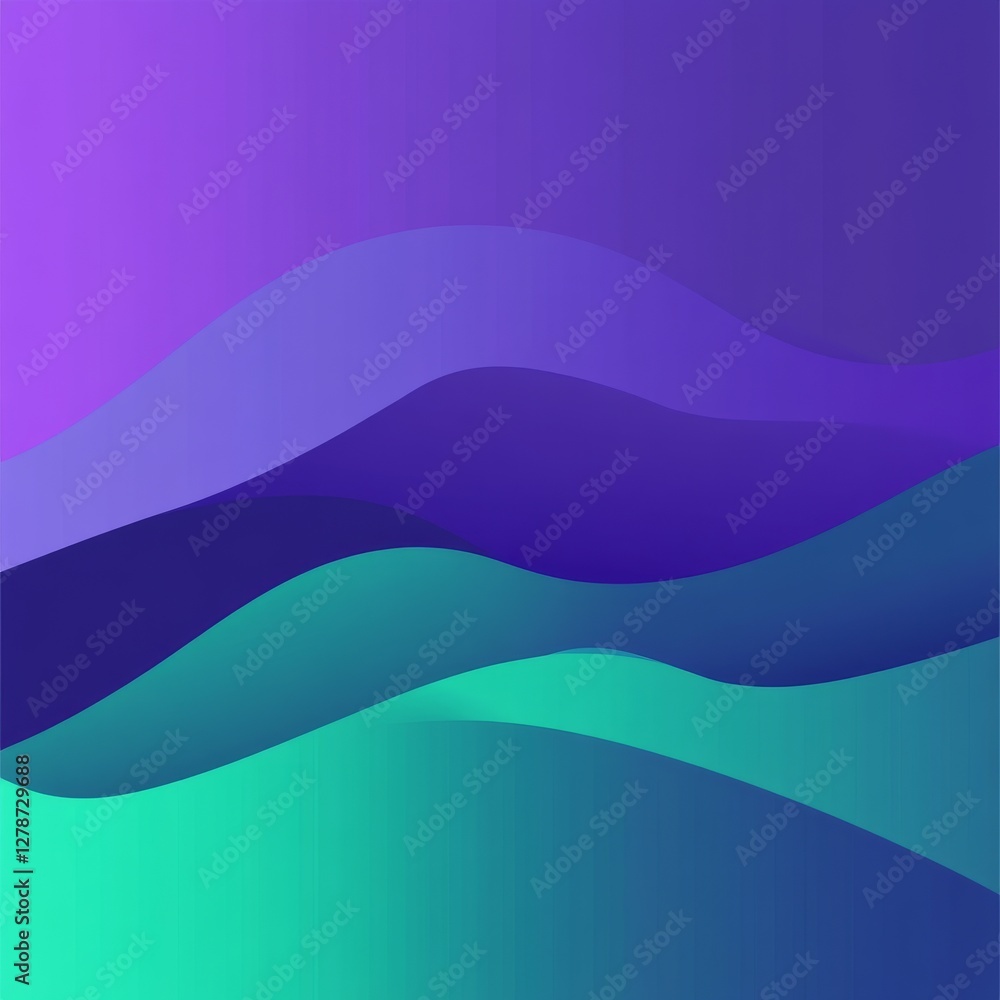Poster abstract gradient waves in purple and teal create a calming and visually appealing background for va