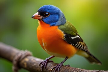 Fototapeta premium Vibrant Colorful Bird Perched on Branch - Close-up Photography