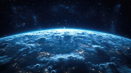 Obraz premium Stunning Earth From Space Night Cloudscape Wallpaper