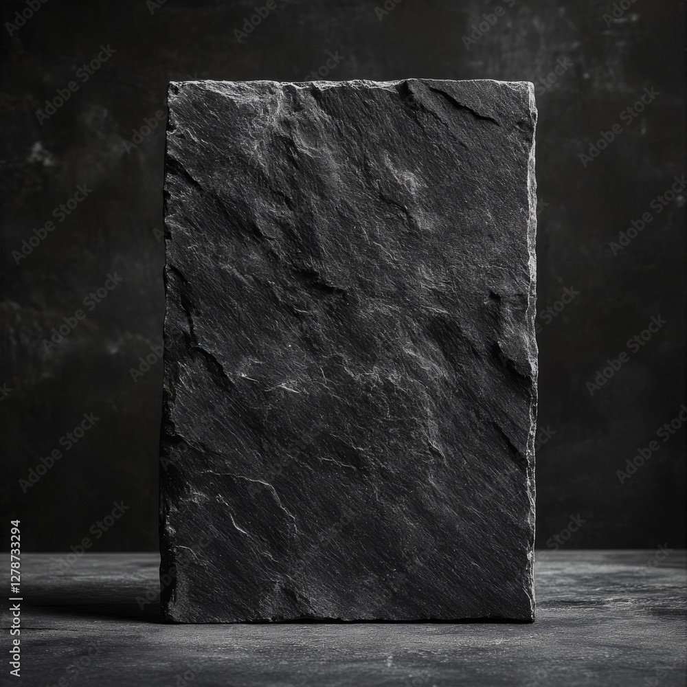 Aufkleber elegant dark gray slate slab on matching surface, ideal for product photography and minimalist displ