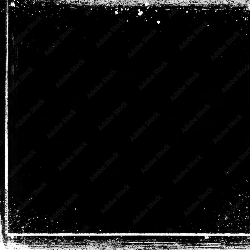 Fototapete Grungy Black and White Frame with Distressed Texture and Space for Content, Ideal for Overlay or Vintage Style Design.