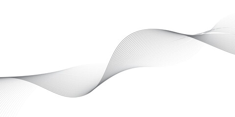 Abstract wave element for design. Digital frequency track equalizer. Stylized line art background. Vector illustration. Wave with lines created using blend tool. Curved wavy line, smooth stripe.