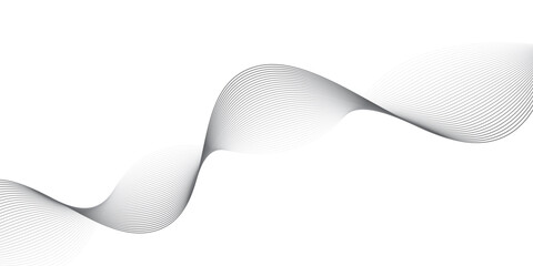 Abstract wave element for design. Digital frequency track equalizer. Stylized line art background. Vector illustration. Wave with lines created using blend tool. Curved wavy line, smooth stripe.