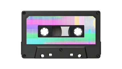 Fototapeta premium Retro cassette tape with vaporwave glitch effect