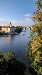 Naklejka premium A panoramic view of the Vltava Bridge in Prague 
