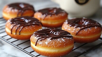 Delicious Chocolate Glazed Donuts Sweet Treat Photography