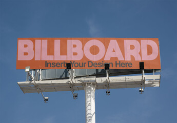 Large Blank Billboard bulletin Under Bright Blue Sky